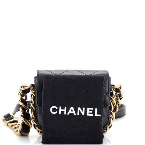 CHANEL Calfskin Quilted Mini Framing Chain Bag Black